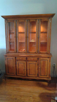 2 piece china cabinet solid wood