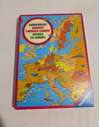 Vtg 1975 Journey Through Europe board game. Complete . A game of strategy and travel. Made in West G...