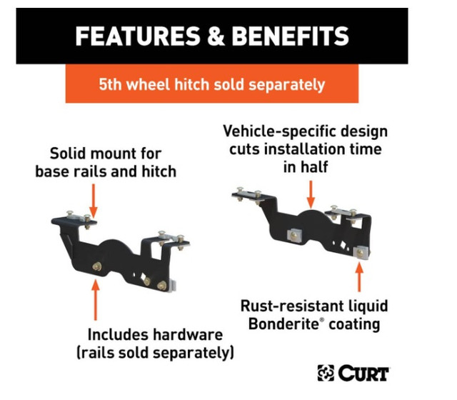 CURT CUSTOM 5TH WHEEL BRACKETS #16911 ; 15-24 F150 *NEW* in RV & Camper Parts & Accessories in Edmonton - Image 2