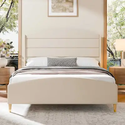 ️ Cozy Castle Queen Size Velvet Upholstered Bed Frame – Beige ️ ✨ BRAND NEW IN BOX ✨ Upgrade your be...