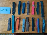 LOT of 22 20mm watch straps leather fabric nato rubber silicone