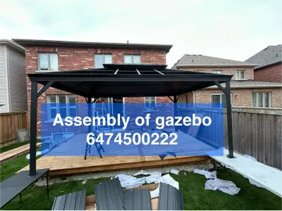 We assemble and dismantle the gazebo, moving it, install the shed, and build bases from concrete til...