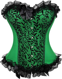 Floral Lace Overlay Trim Satin Corset Top *BRAND NEW