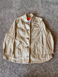 Size 1X Tan Canvas Button Up Spring Jacket - Joe Fresh
