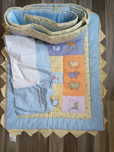 Carter's Baby Boys 3-Piece Animals Pumper Pad Comforter Set Nursery 3-PC Crib Rail Pad Comforter Bed...
