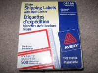 White Shipping Labels with Red Border 500 labels 4" x 2 15/16" +