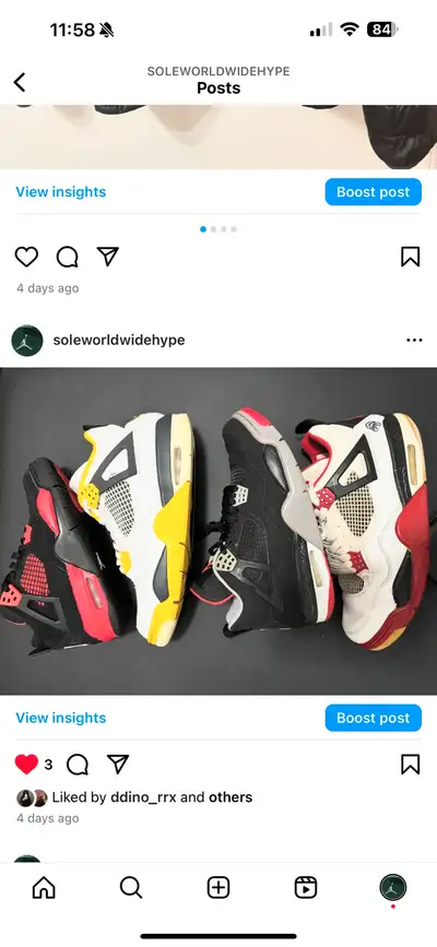 Jordan 4 Retro CDP 9M $260 Jordan Fire Red Mars Blackmon 10M $280 Jordan 4 vivid sulfur 10.5M $170 J...