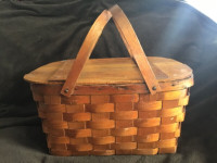 1940s vintage wov-n-wood picnic basket