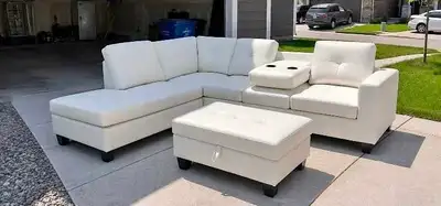  Leather Sectional Sofa with Storage Ottoman, View more