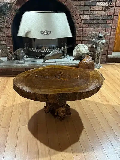 Handcrafted Solid Wood Coffee Table – Natural Tree Slice, View more