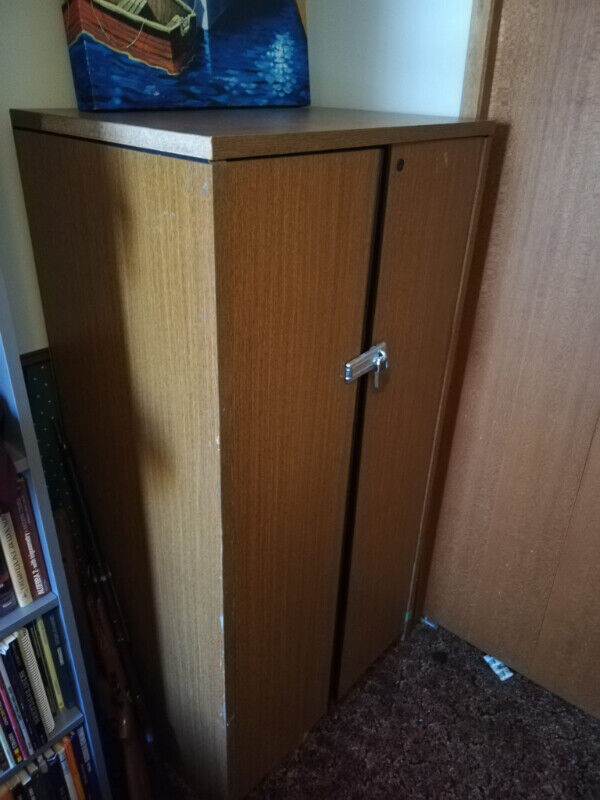 Vintage small closet / cabinet / locker. WITH LOCK-I can DELIVER in Arts & Collectibles in St. Albert