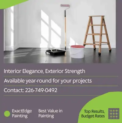 Contact Us for Interior and Exterior painting 226-749-0492