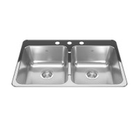 Drop-in 31.25" 3-Hole Stainless Steel Double Bowl Kitchen Sink