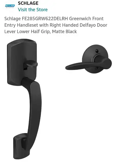 Schlage FE285GRW622DELLH Greenwich Front Entry Handleset , View more