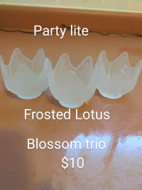 PartyLite frosted Lotus blossom trio