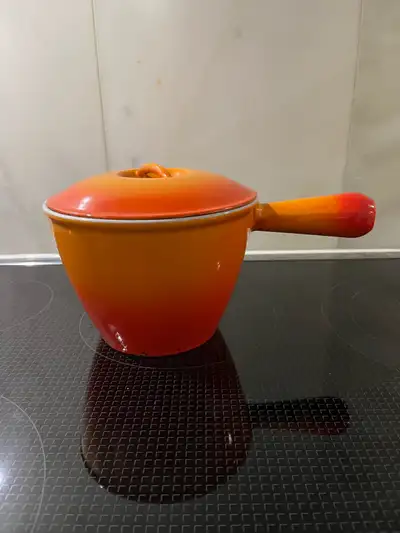 Vintage Le CREUSET Orange Enamelled Cast Iron Saucepan, View more