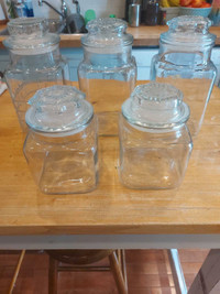  Vintage Anchor Hocking Square Glass Canisters