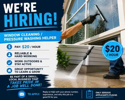 Window cleaning / Pressure washing helper needed, View more
