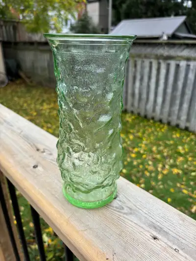 E O Brody Green Glass Vase crinkle Vintage MCM, View more