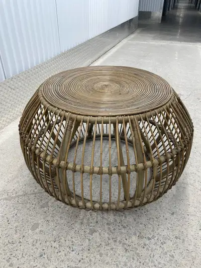 Felipe Rattan Drum Coffee Table- Wayfair (with 2 missing spokes), View more