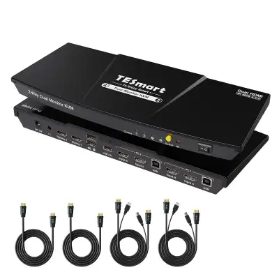 TESmart KVM Switch 2 Monitors 2 Computers UHD 4K 60Hz, View more