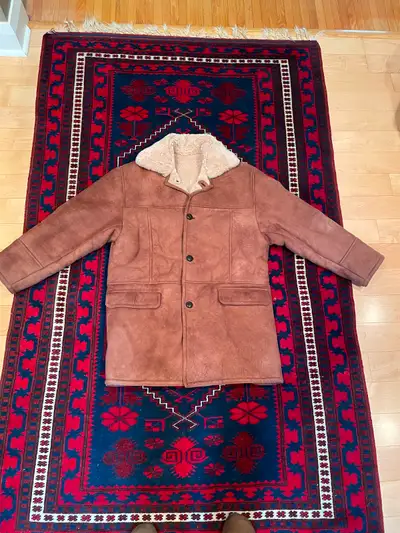 Vintage Genuine Suede Shearling Rancher Overcoat / Car Coat - M, View more