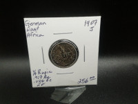 1907 German East Africa 1/4 Rupie J .917 Ag .086 oz EF coin!!!!!