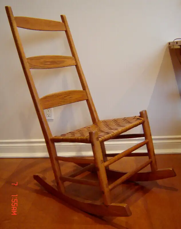 Rare Primitive Quebec Rocker with Woven Bark Seat - Early 1800's in Arts & Collectibles in City of Toronto - Image 2