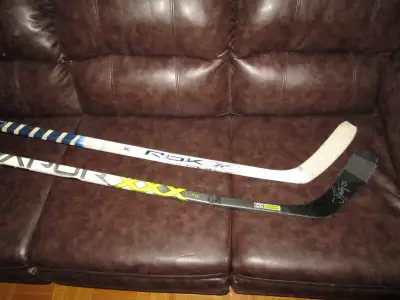This is a Nik Antropov game used stick from his days with the Toronto Maple Leafs. Shows game wear a...