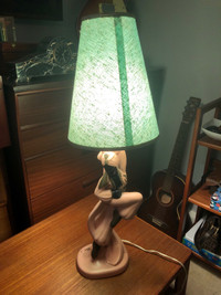Vintage 50s Dancing Genie Pink Table Lamp With Original Shade