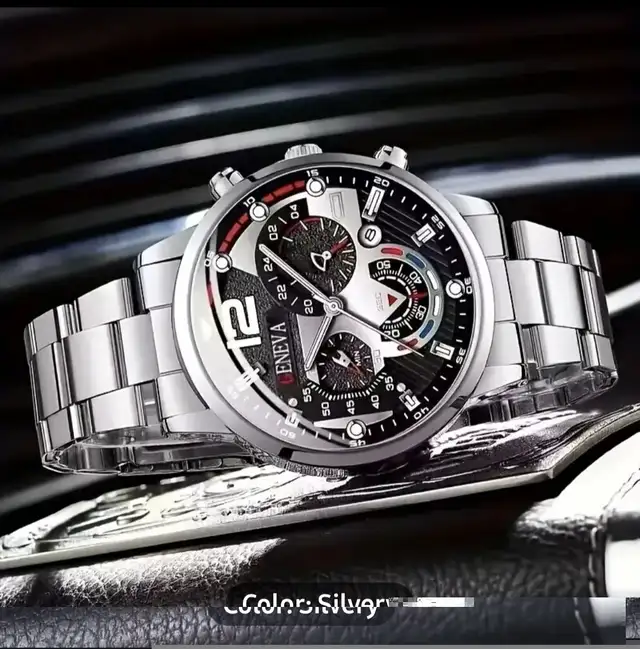 2 pc. Silvery and black men's  quartz watch (Geneva) and bracele in Jewellery & Watches in City of Toronto - Image 7
