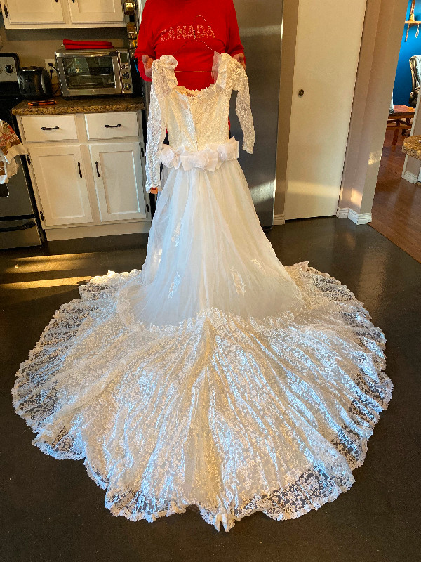 Mermaid-Style Wedding Dress with Hair Piece and Veil in Wedding in Winnipeg - Image 2
