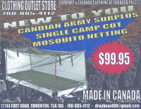 CANADIAN ARMY SURPLUS SINGLE CAMP COT MOSQUITO NETTING