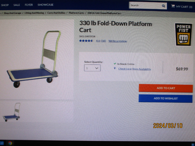 FOR SALE: FOLD DOWN PLATFORM CART. $40.00 in Other in Moncton - Image 2