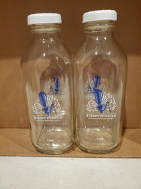 Steam Whistle Milk Bottles with Caps - $10