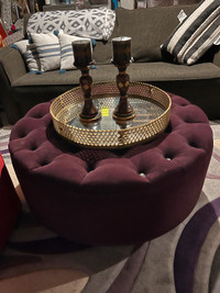 2 Dark Purple Sofa Chairs and 1 Ottoman