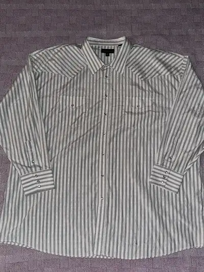panhandle men’s 4XL striped western peal snap long sleeve sh, View more