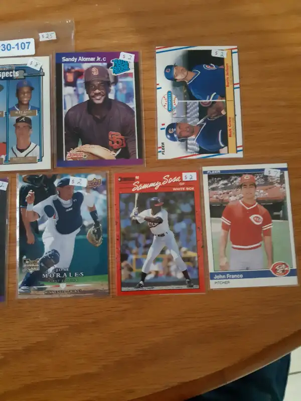 Baseball rookie lot Cordero Chipper Franco Sosa Morales Sanchez63234884912899121