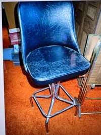 2 IDENTICAL FUNKY RETRO BAR CHAIRS WITH BACKING - EACH $39
