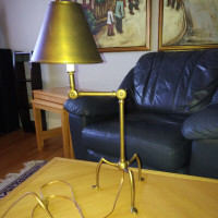 Table Lamp - Designer Adjustable Brass Lamp, Brass Stand & Shade