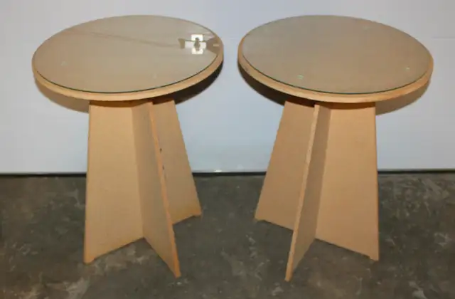 Pair of 20" Round Accent Tables with Glass Tops