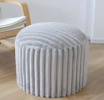 Round Stuffed Pouf Ottoman, Corduroy Pouf Filling - NEW, View more