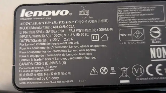 Genuine 90/65/45W Power Adapter for Lenovo laptops, slim square in Laptop Accessories in Oshawa / Durham Region - Image 3
