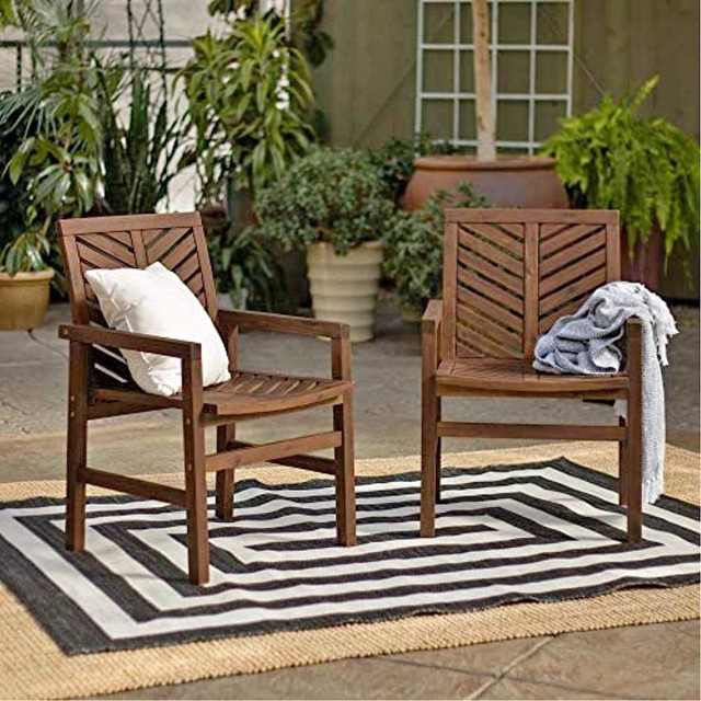 2 Piece Outdoor Patio Chevron Wood Chair Set in Patio & Garden Furniture in Mississauga / Peel Region