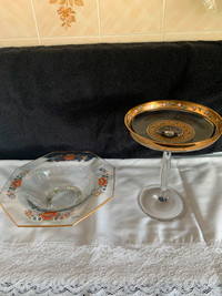 2 Antique Glass Serving Pieces