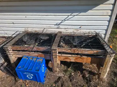 Rustic planter, solid construction barrier split for the planter. Each barrel lined with landscaping...