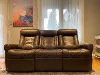 Brown Reclining leather sofa