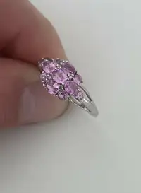 For Sale, a fine 9ct Gold Pink Sapphire and Diamond Cluster Ring