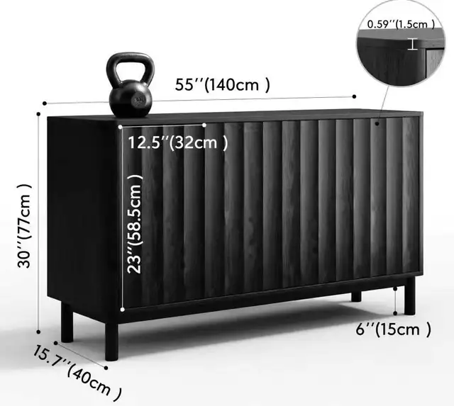 Modern Black Wood Credenza Sideboard in Dressers & Wardrobes in Markham / York Region - Image 5