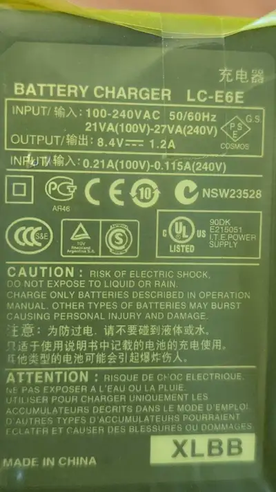 LC-E6E Battery Charger for Camera, Universal LC-E6 / LC-E6C Charger, Suitable for LP-E6 and LP-E6N B...
